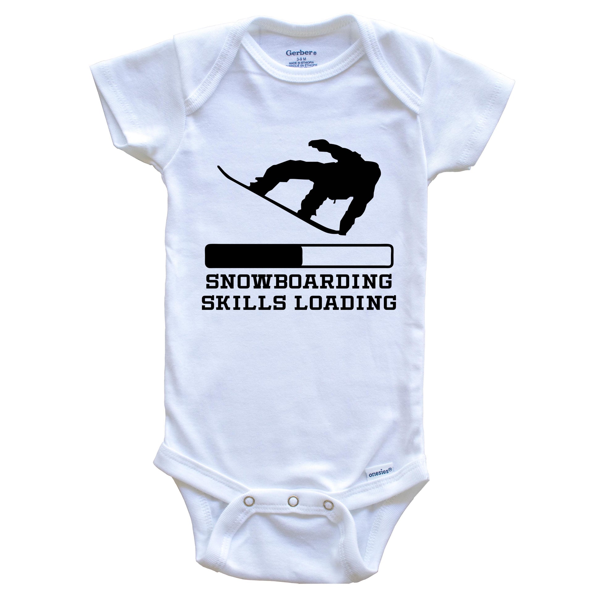 Snowboarding Skills Loading Funny Snowboard Humor Baby Onesie