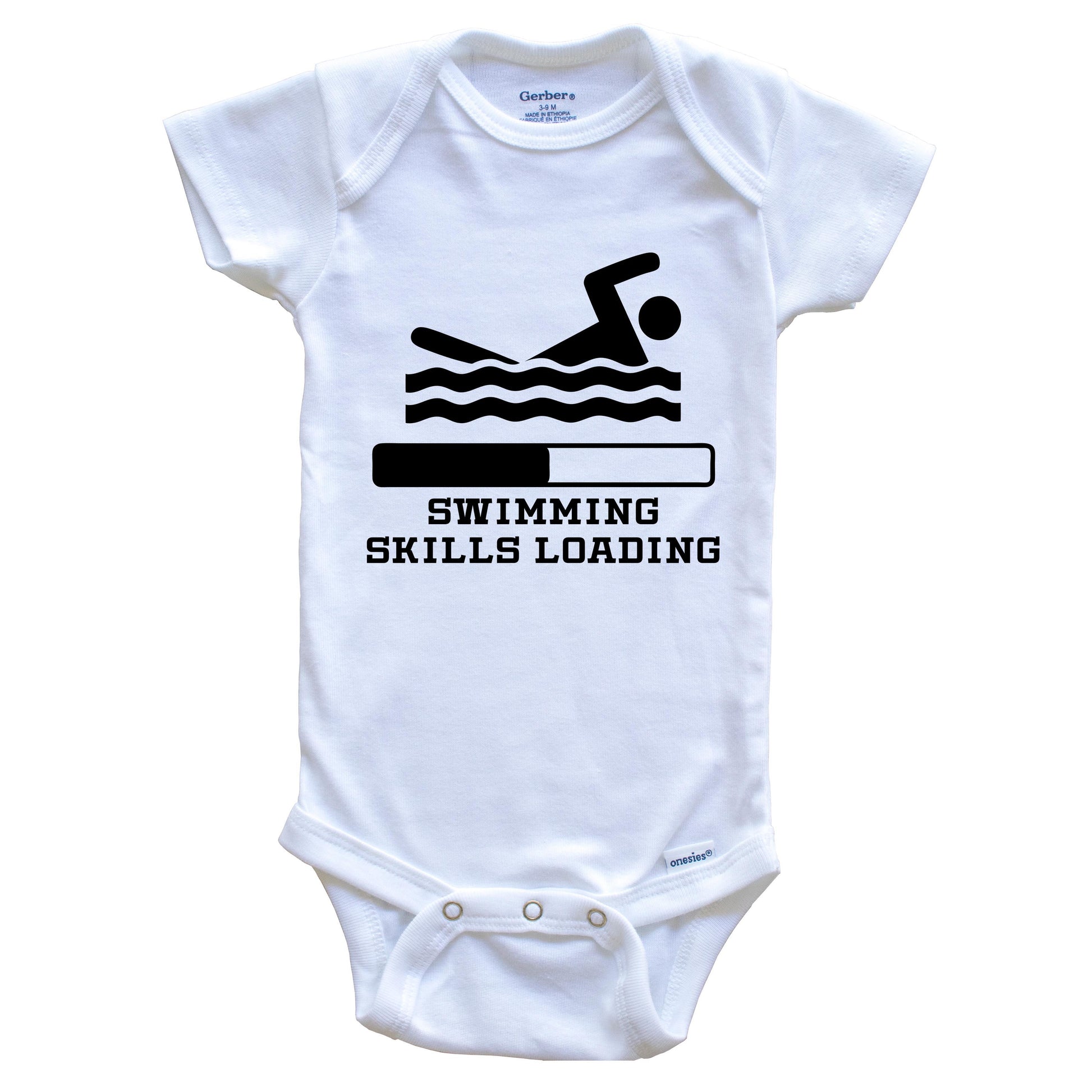 Swimming Skills Loading Funny Swimmer Humor Baby Onesie