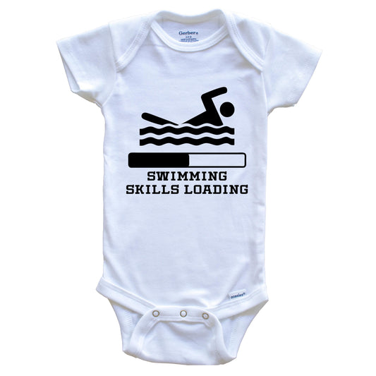 Swimming Skills Loading Funny Swimmer Humor Baby Onesie