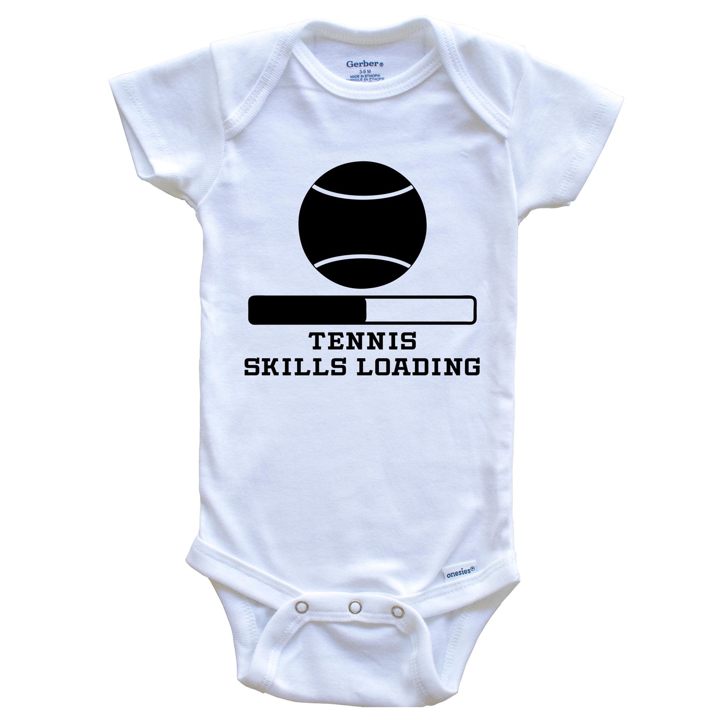Tennis Skills Loading Funny Sports Humor Baby Onesie