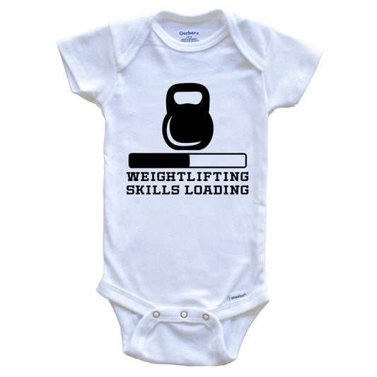 Weightlifting Skills Loading Funny Kettlebell Humor Baby Onesie
