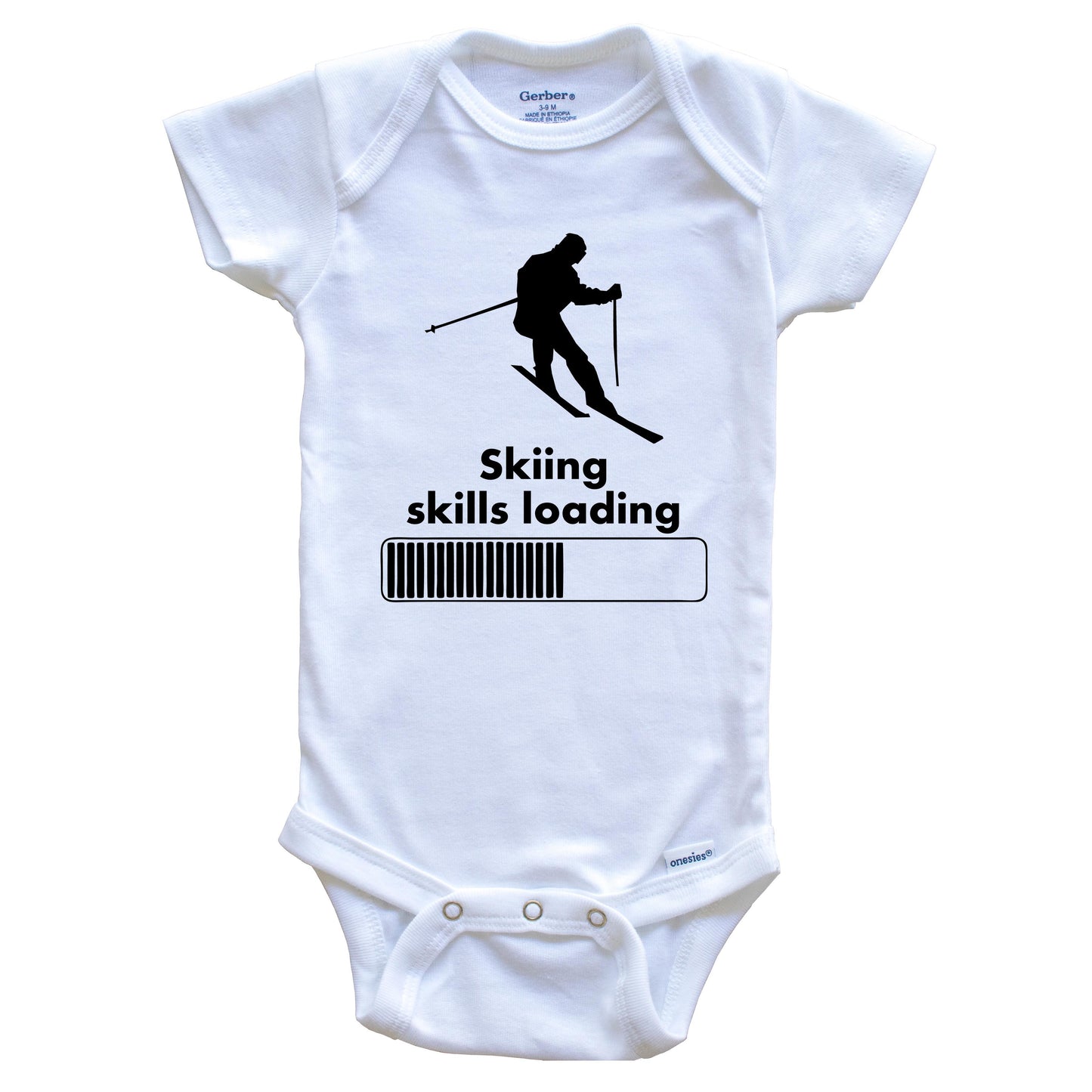 Skiing Skills Loading Funny Skier Baby Onesie