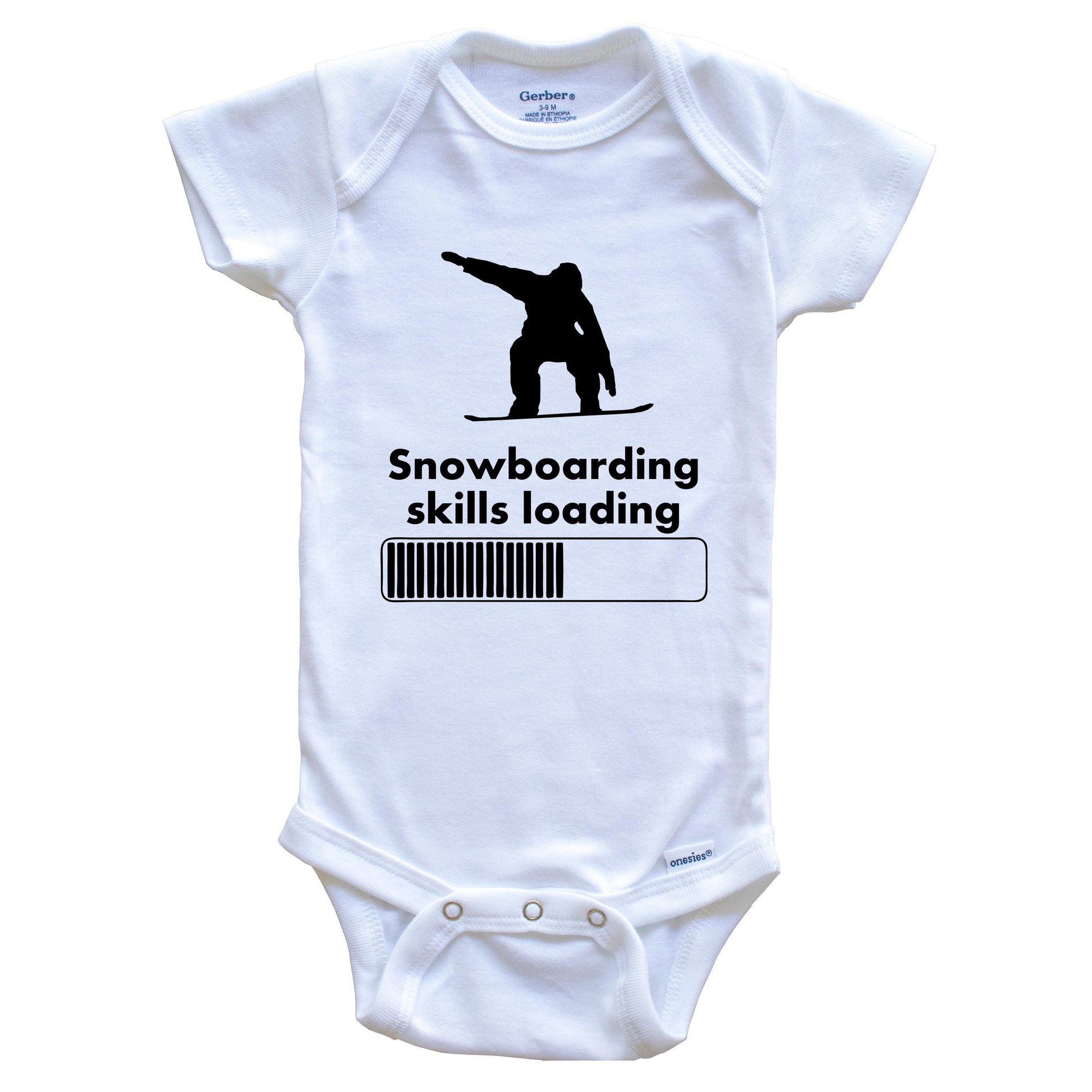 Snowboarding Skills Loading Funny Snowboard Baby Onesie
