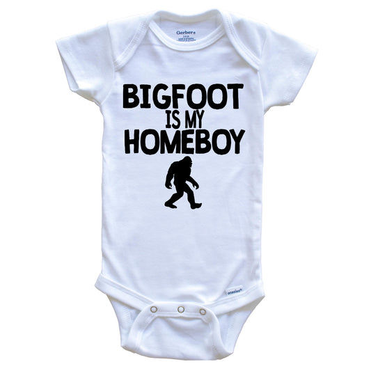 Bigfoot Is My Homeboy Funny Sasquatch Baby Onesie