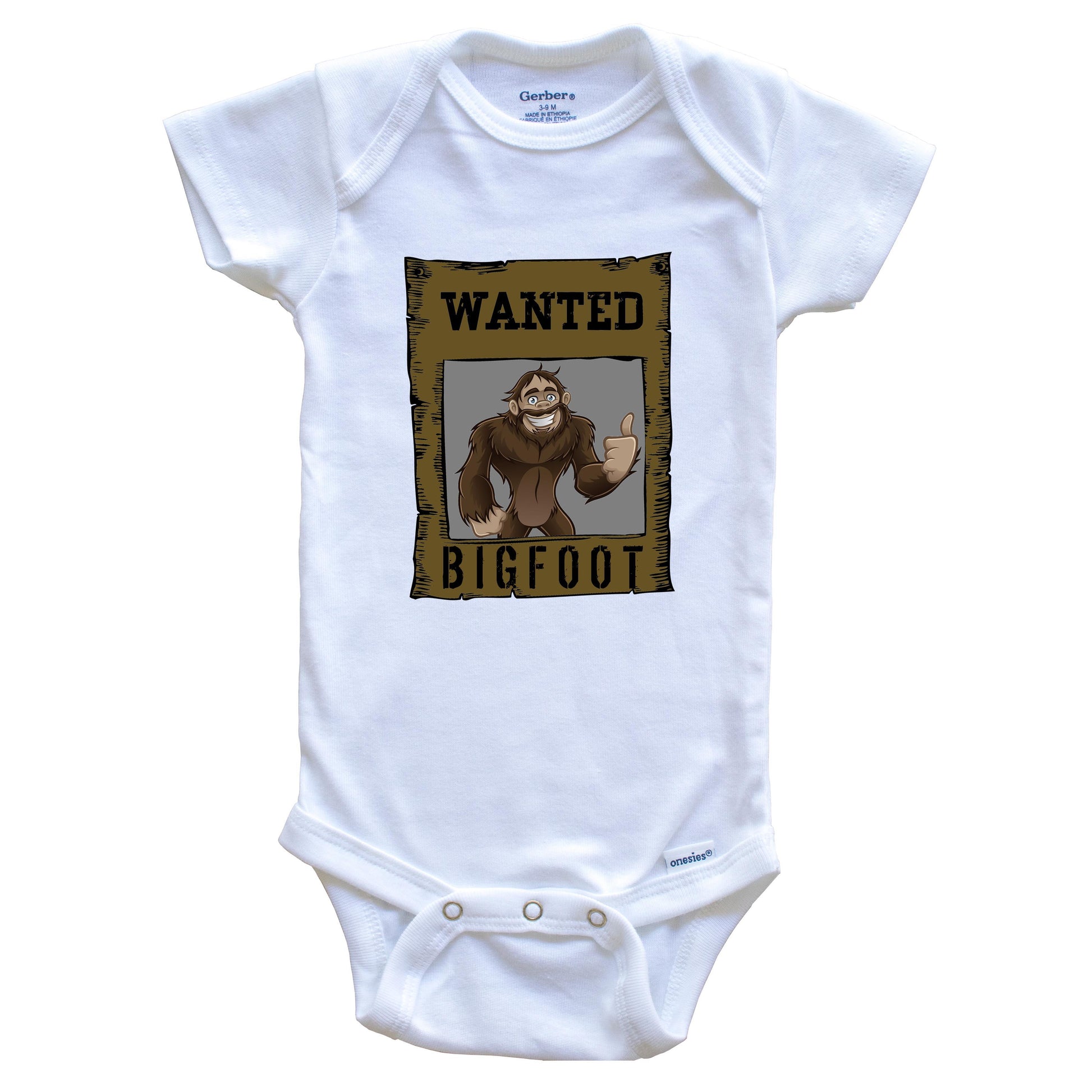 Bigfoot Wanted Poster Funny Sasquatch Baby Onesie