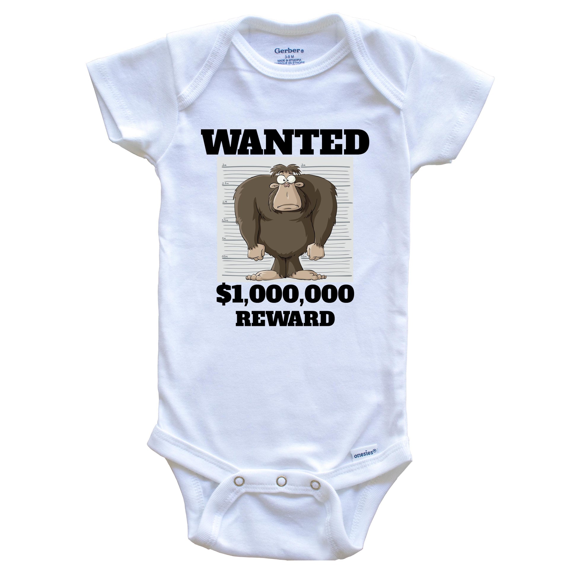 Bigfoot Wanted Poster Funny Sasquatch Baby Onesie Really Awesome