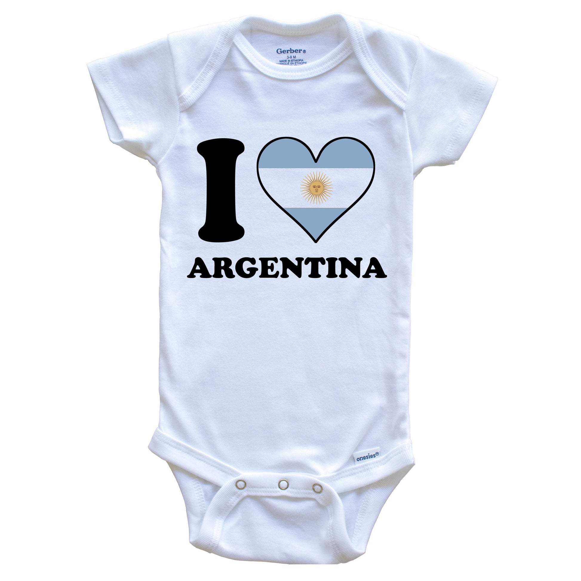 I Love Argentina Argentinian Flag Heart Baby Onesie