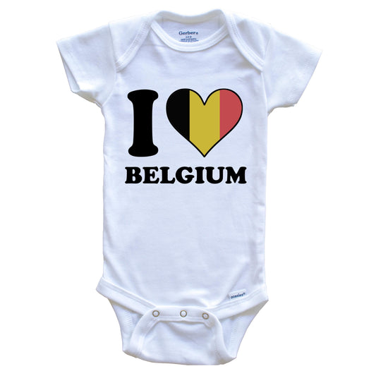 I Love Belgium Belgian Flag Heart Baby Onesie