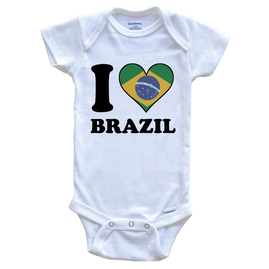 I Love Brazil Brazilian Flag Heart Baby Onesie