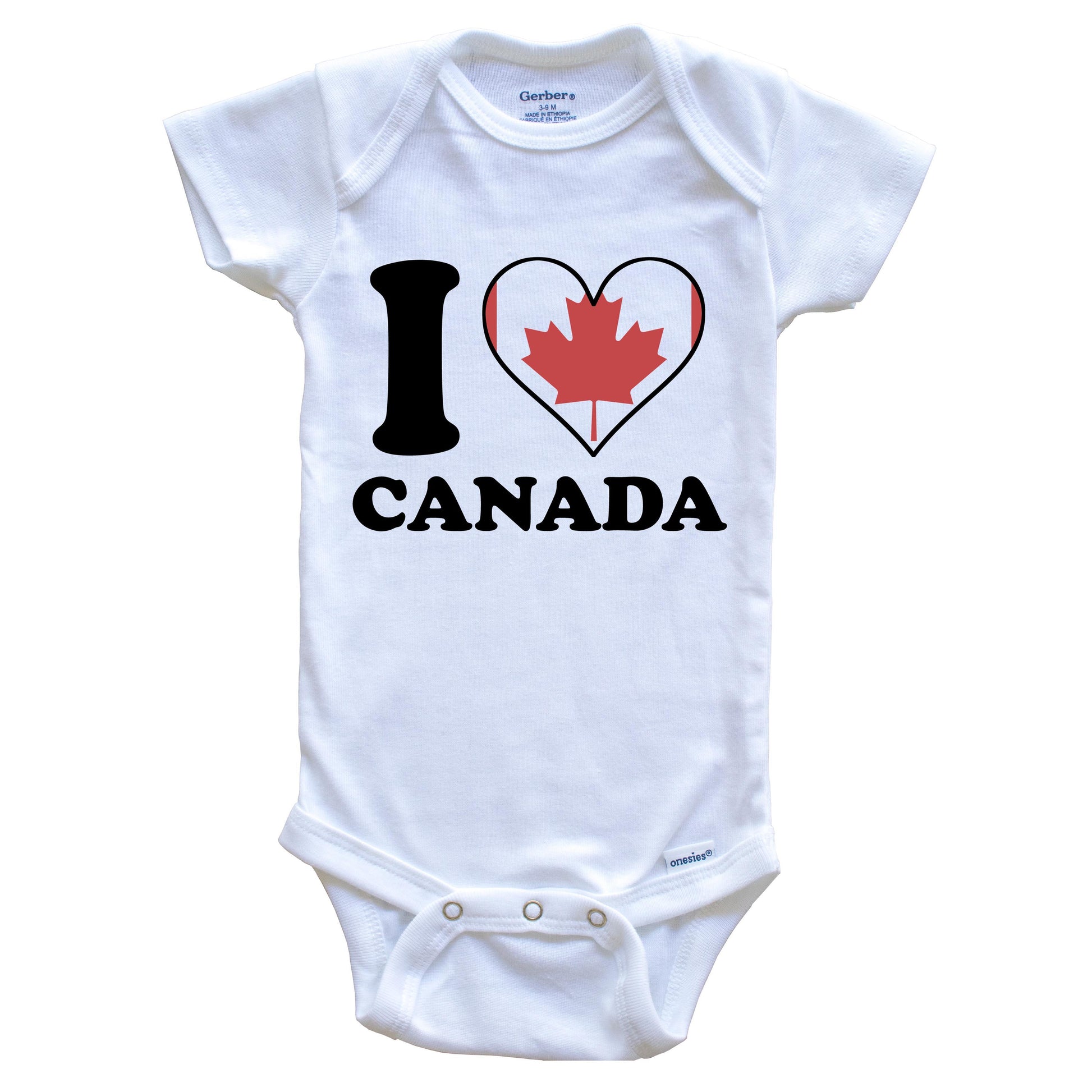 I Love Canada Canadian Flag Heart Baby Onesie