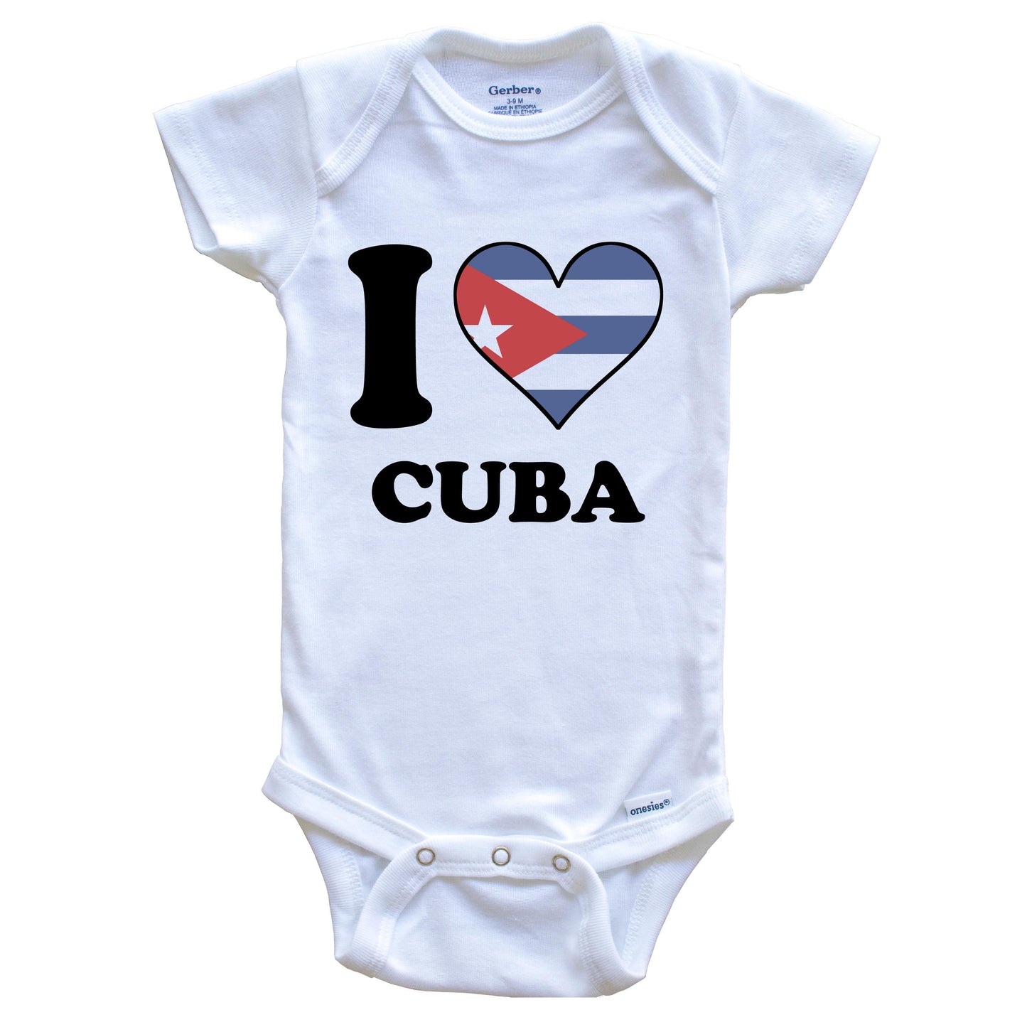 I Love Cuba Cuban Flag Heart Baby Onesie