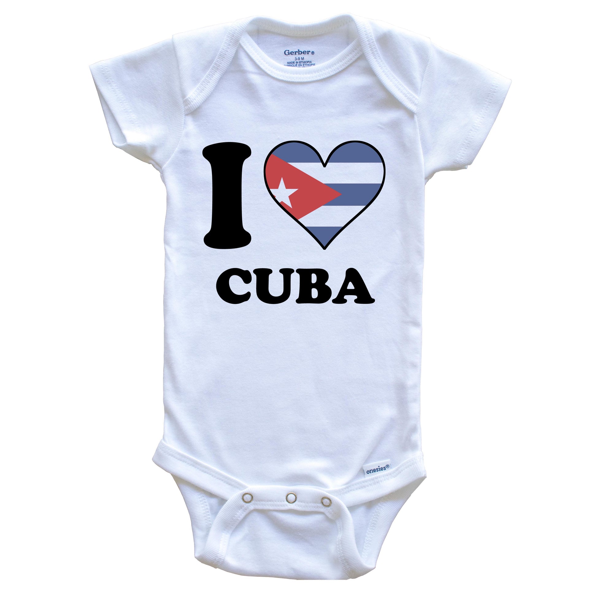I Love Cuba Cuban Flag Heart Baby Onesie