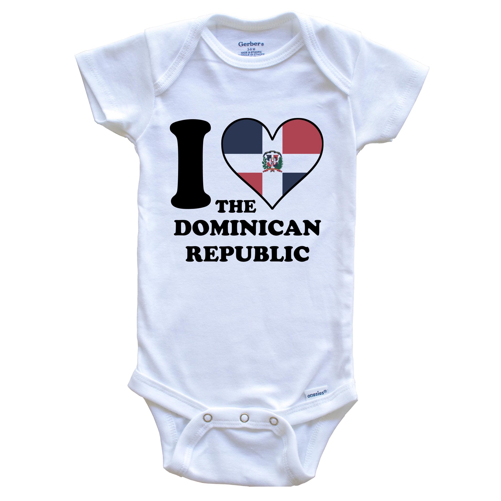 I Love the Dominican Republic Dominican Flag Heart Baby Onesie