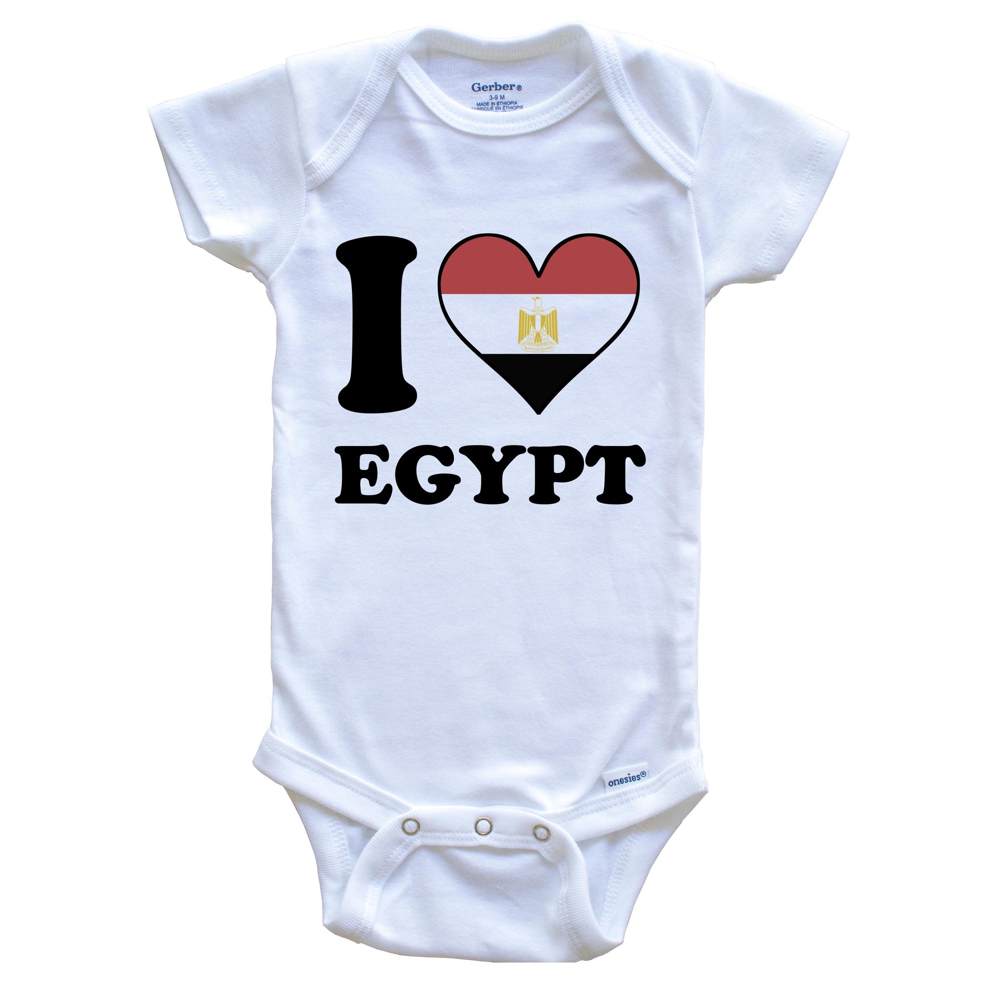 I Love Egypt Egyptian Flag Heart Baby Onesie