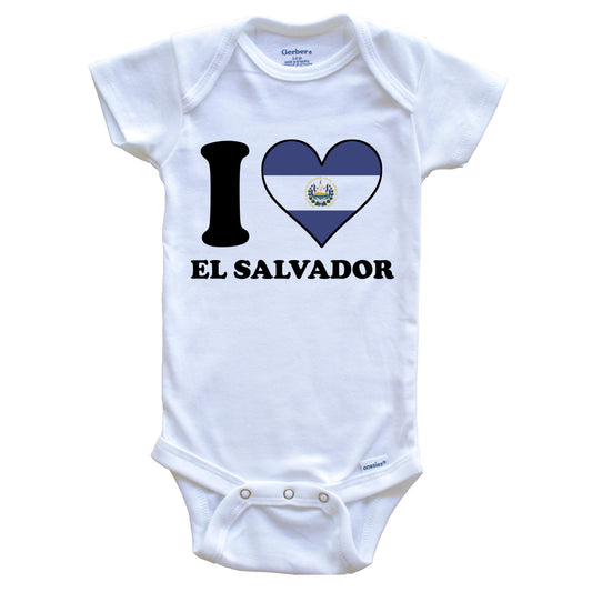 I Love El Salvador El Salvadorian Flag Heart Baby Onesie