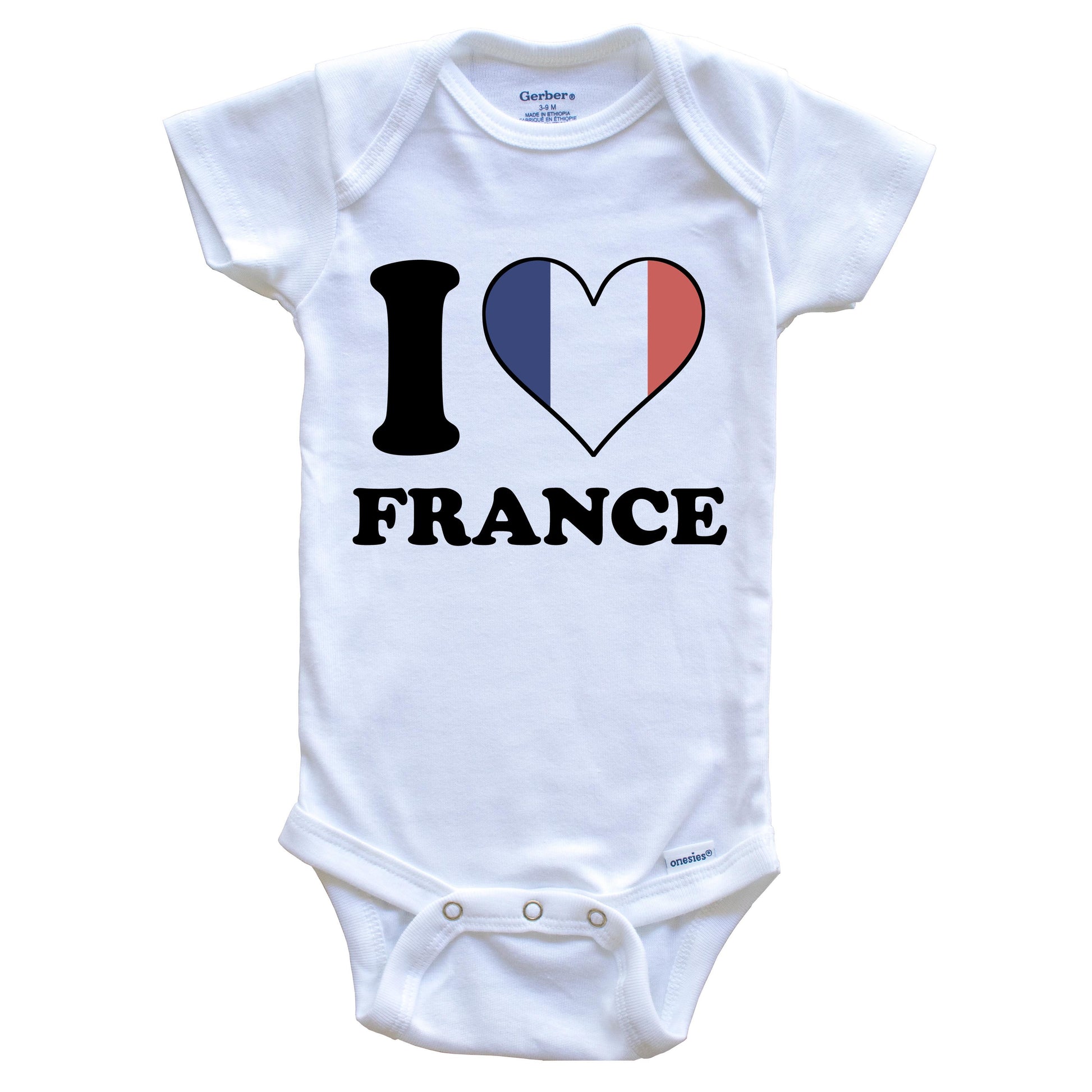 I Love France French Flag Heart Baby Onesie