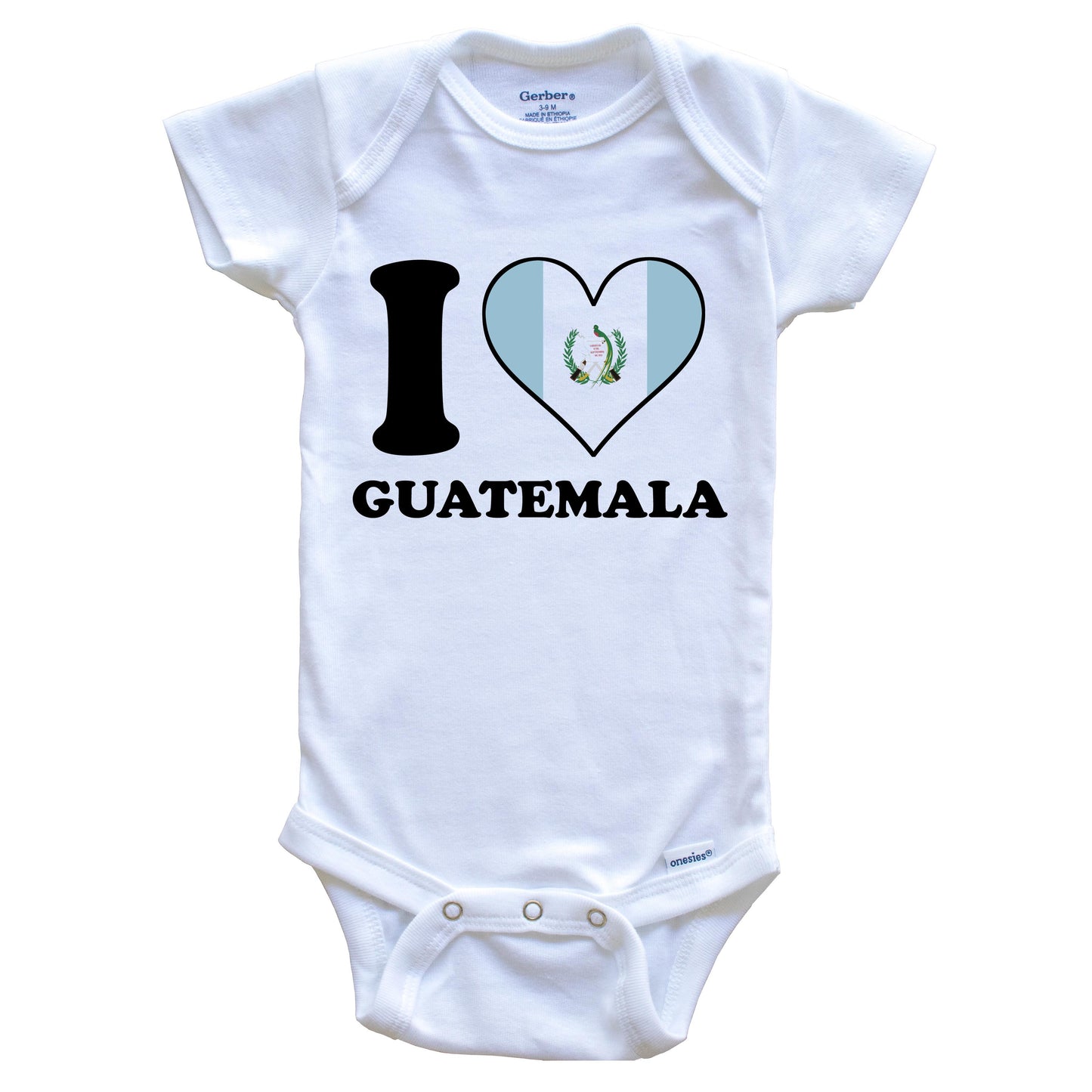 I Love Guatemala Guatemalan Flag Heart Baby Onesie