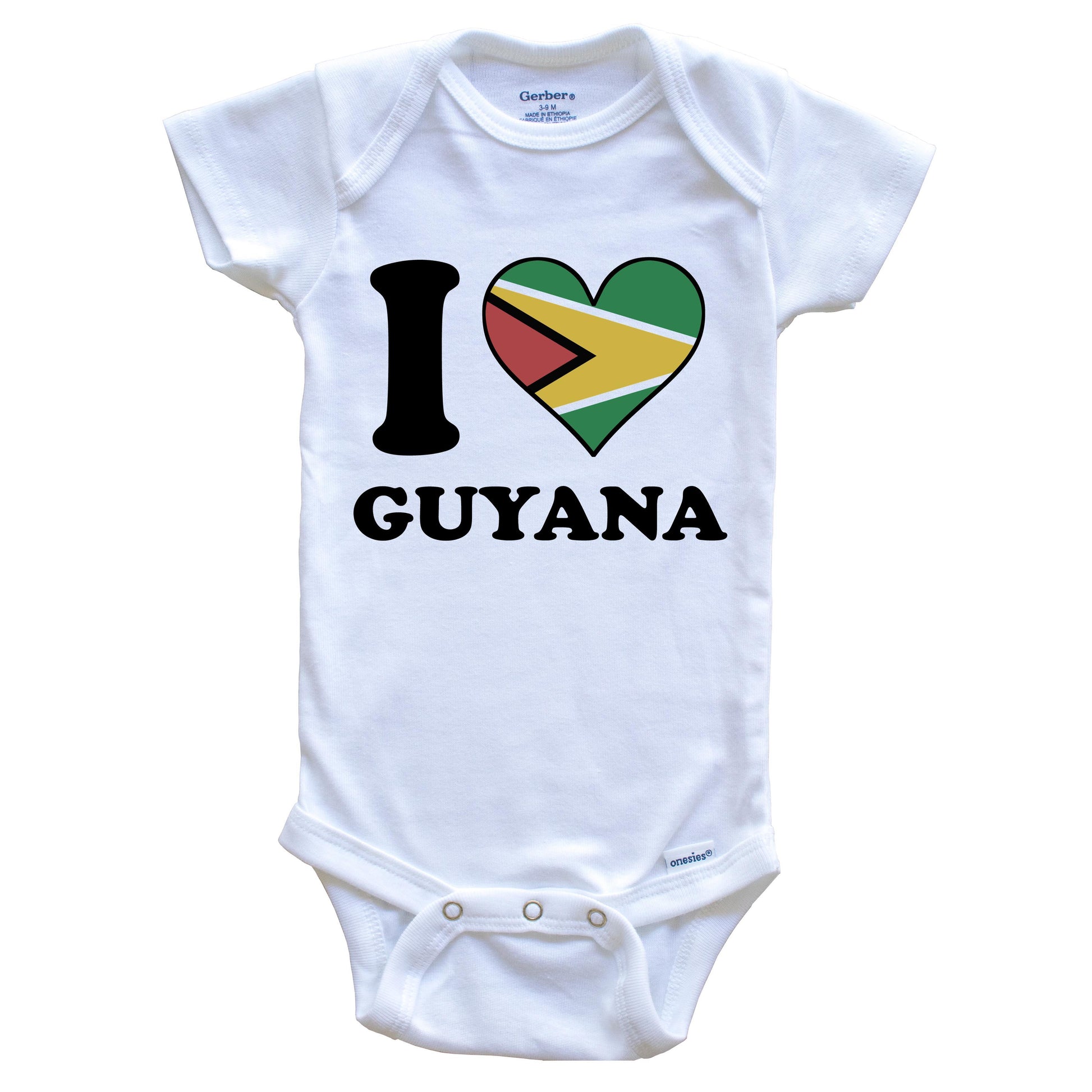 I Love Guyana Guyanese Flag Heart Baby Onesie