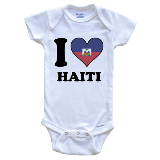 I Love Haiti Haitian Flag Heart Baby Onesie