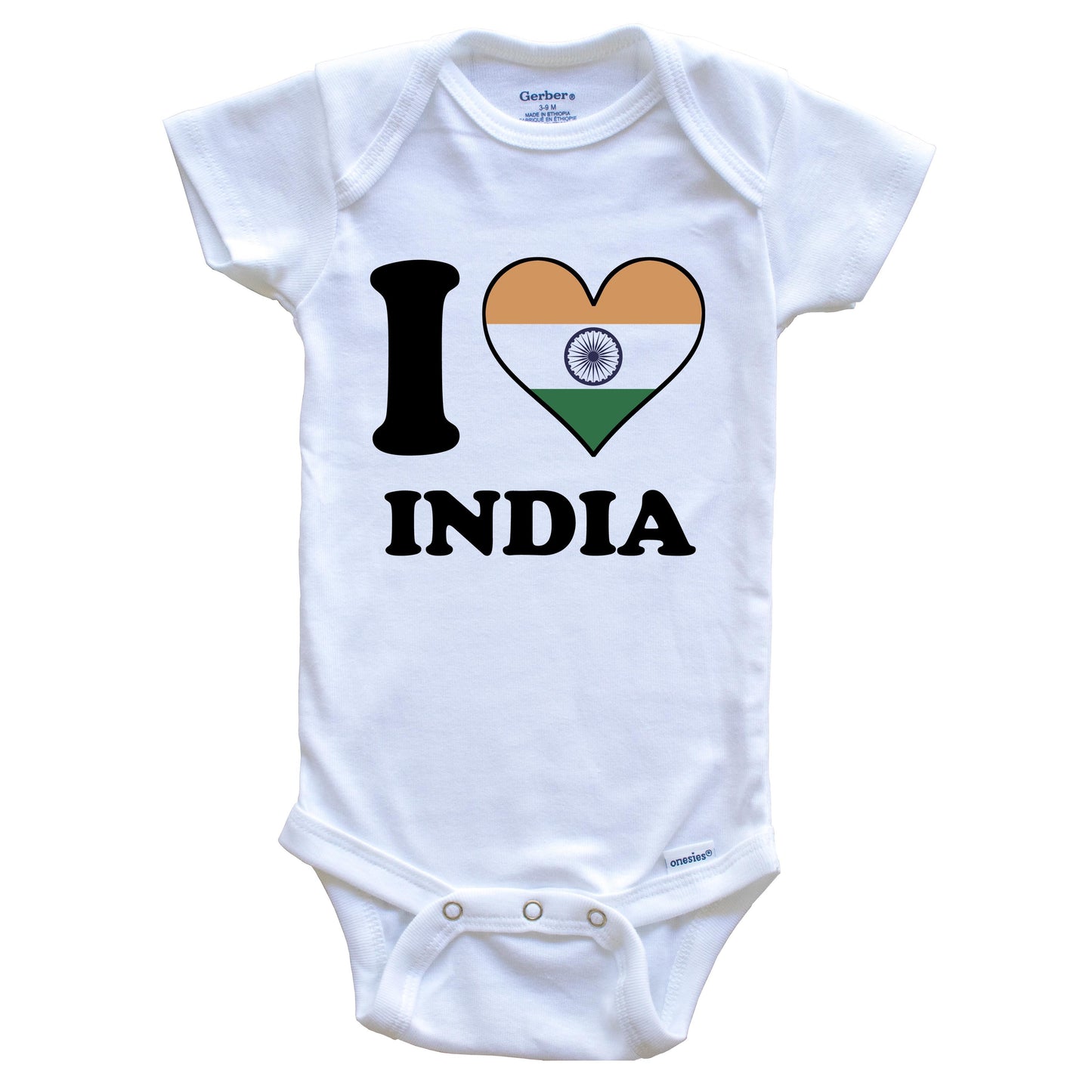 I Love India Indian Flag Heart Baby Onesie