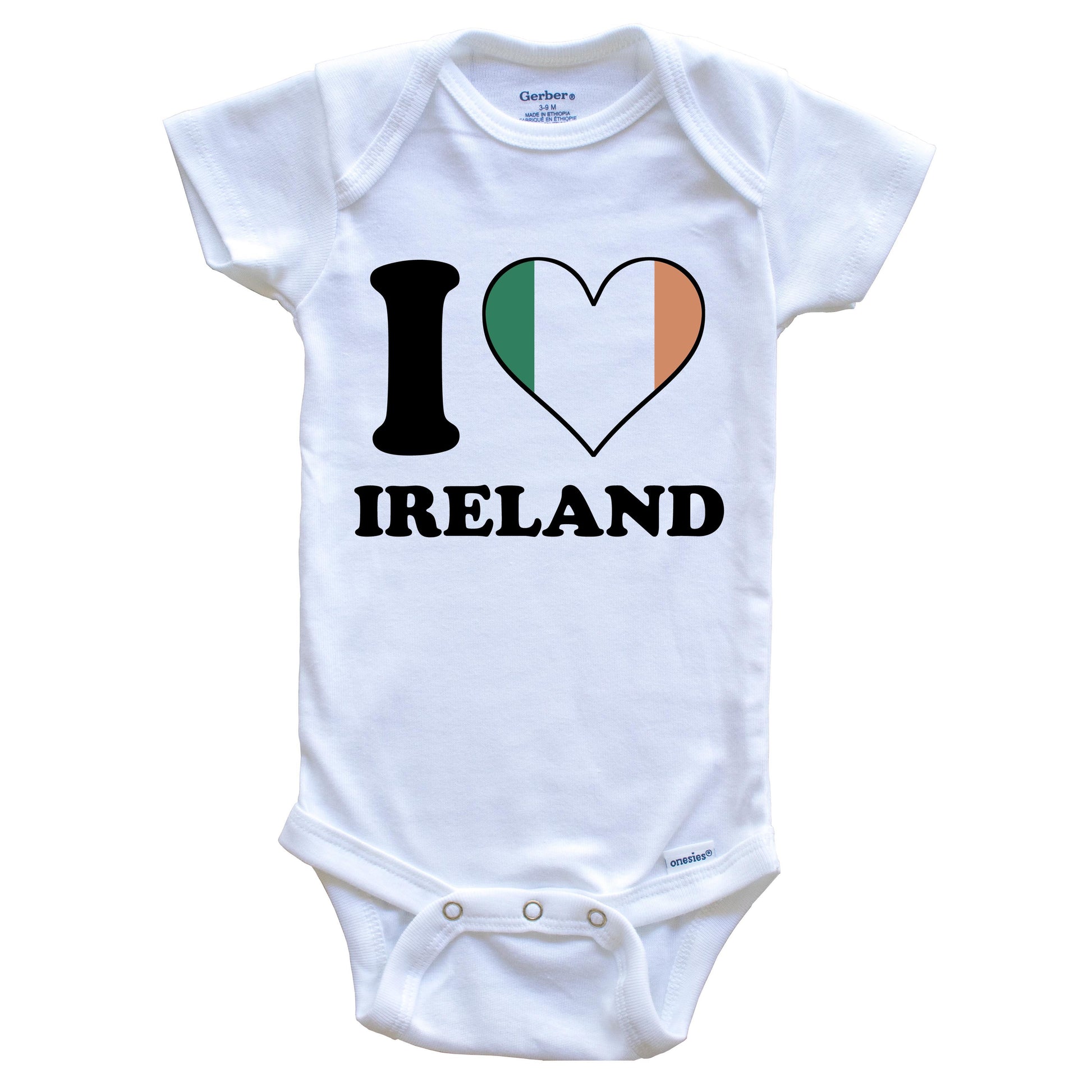 I Love Ireland Irish Flag Heart Baby Onesie