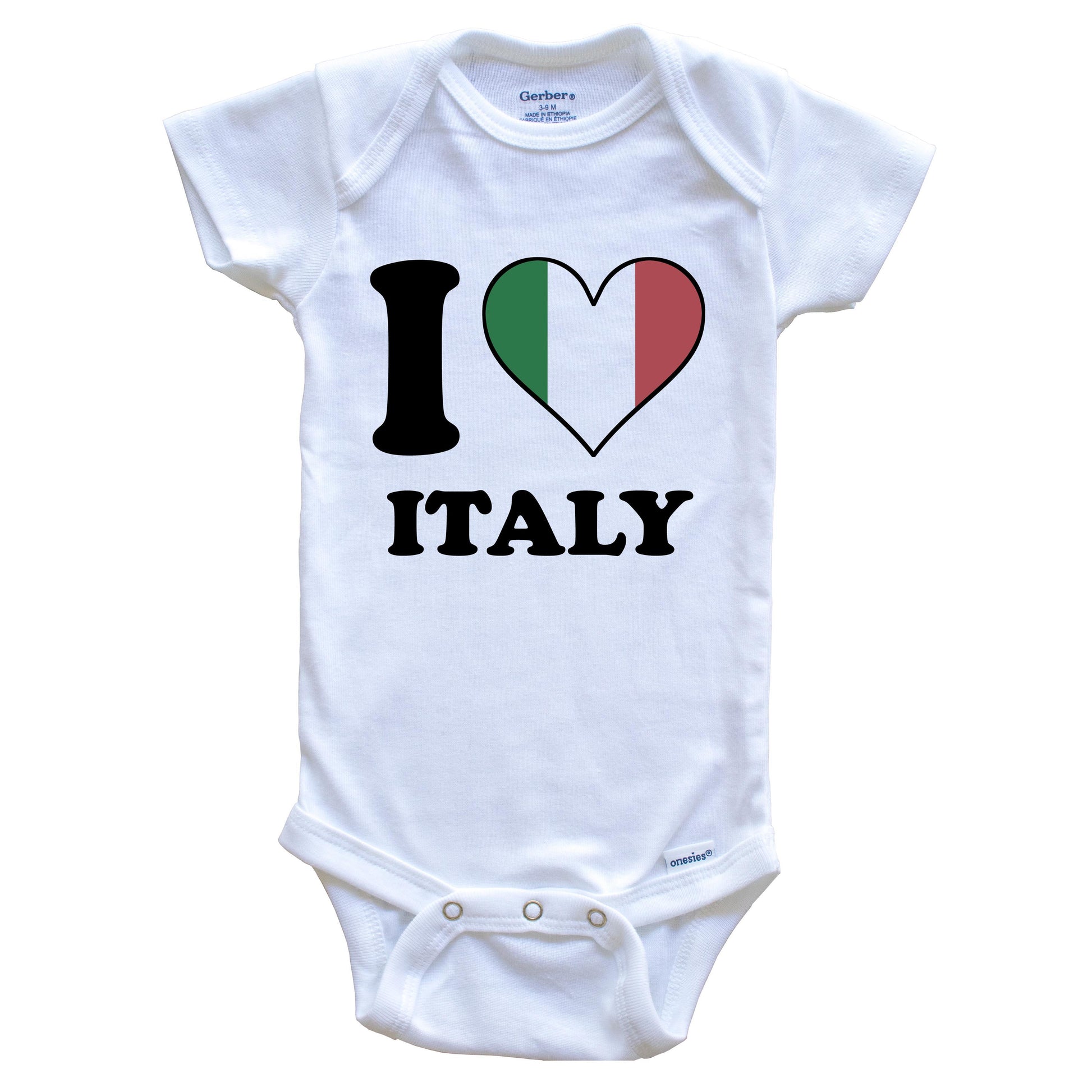 I Love Italy Italian Flag Heart Baby Onesie