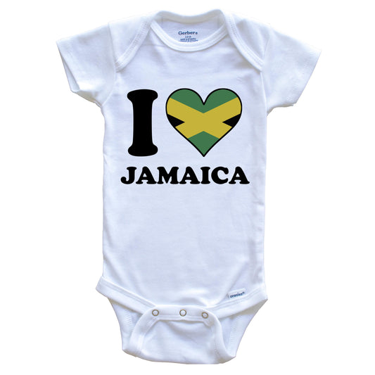 I Love Jamaica Jamaican Flag Heart Baby Onesie