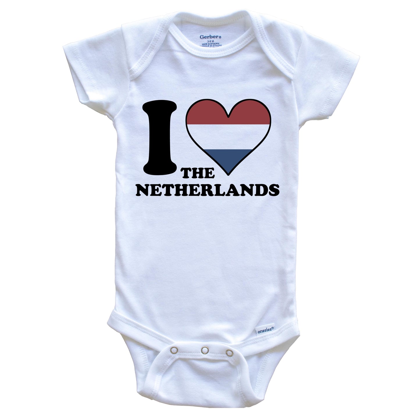 I Love the Netherlands Dutch Flag Heart Baby Onesie