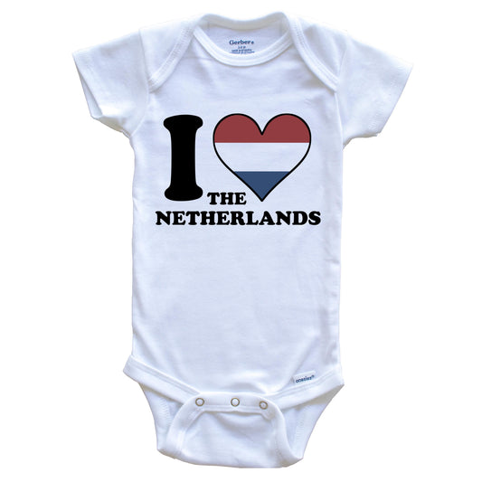 I Love the Netherlands Dutch Flag Heart Baby Onesie