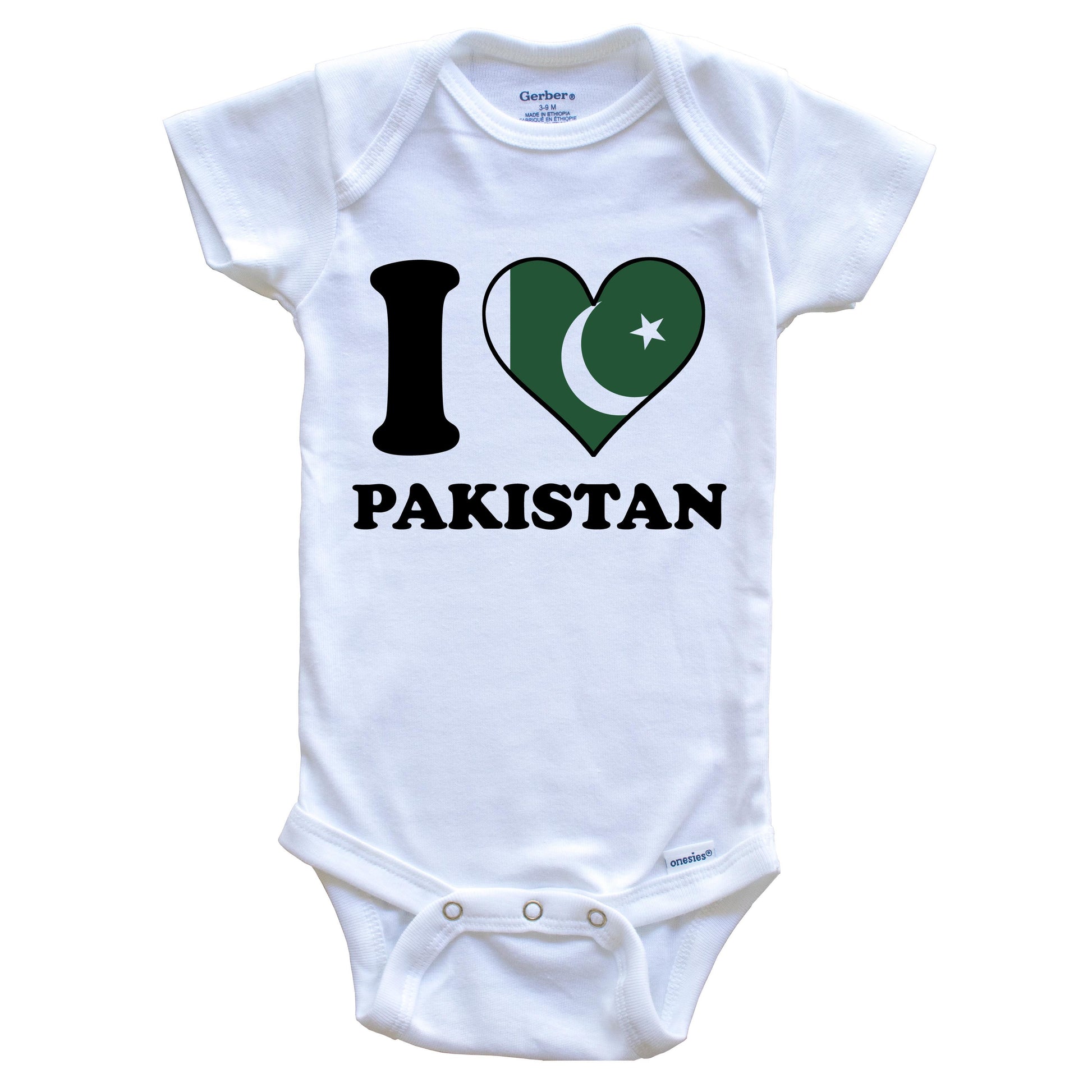 I Love Pakistan Pakistani Flag Heart Baby Onesie