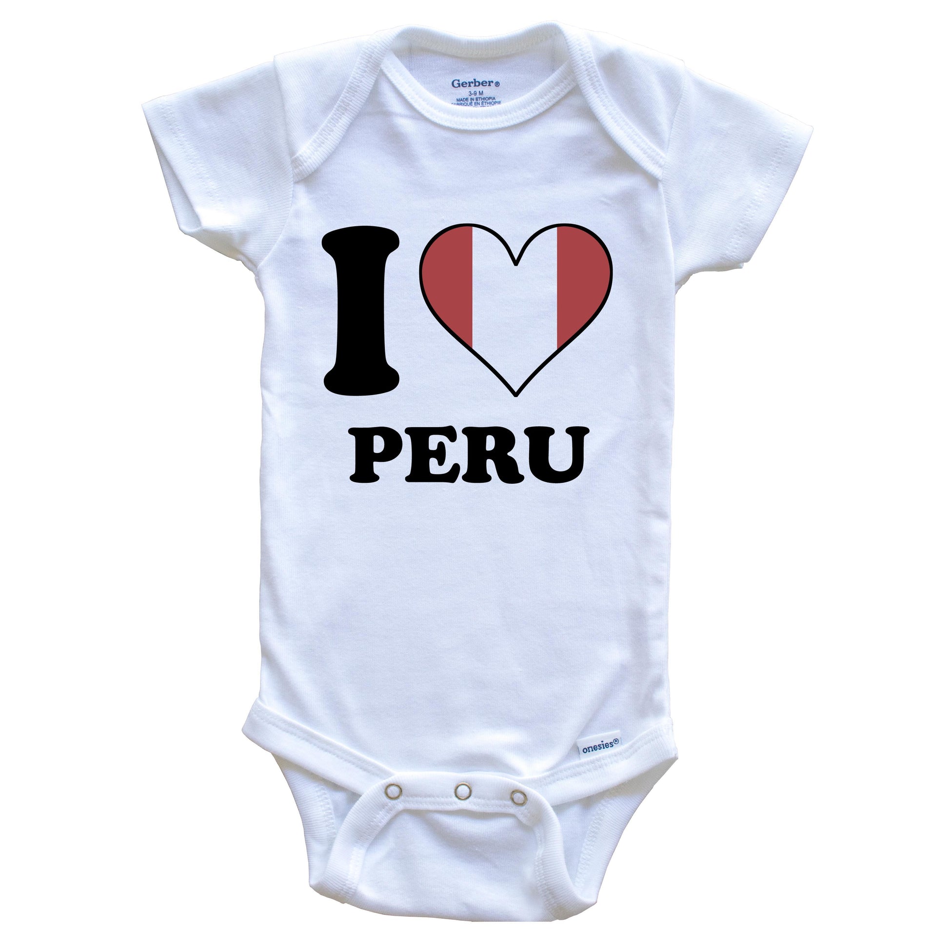 I Love Peru Peruvian Flag Heart Baby Onesie