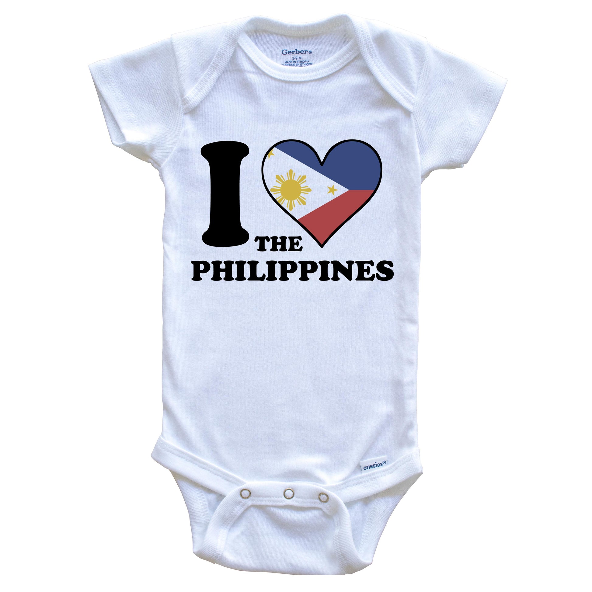 I Love the Philippines Filipino Flag Heart Baby Onesie