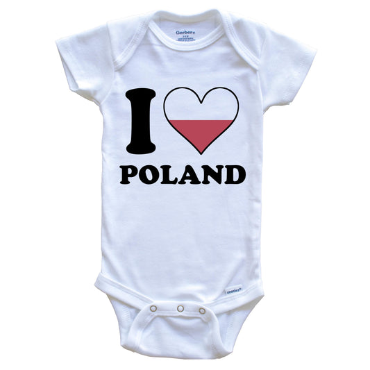 I Love Poland Polish Flag Heart Baby Onesie
