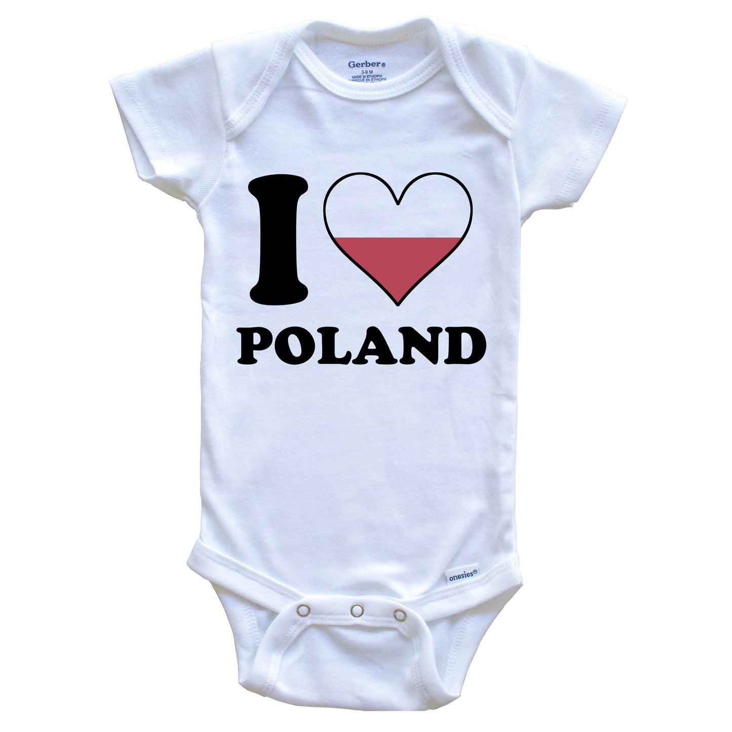 I Love Poland Polish Flag Heart Baby Onesie