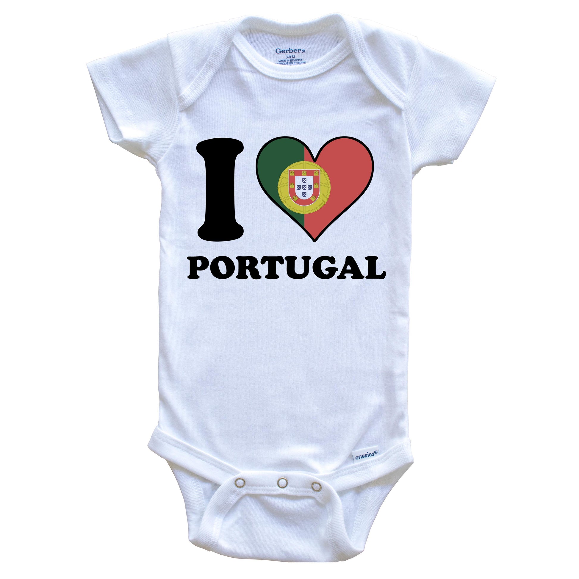 I Love Portugal Portuguese Flag Heart Baby Onesie
