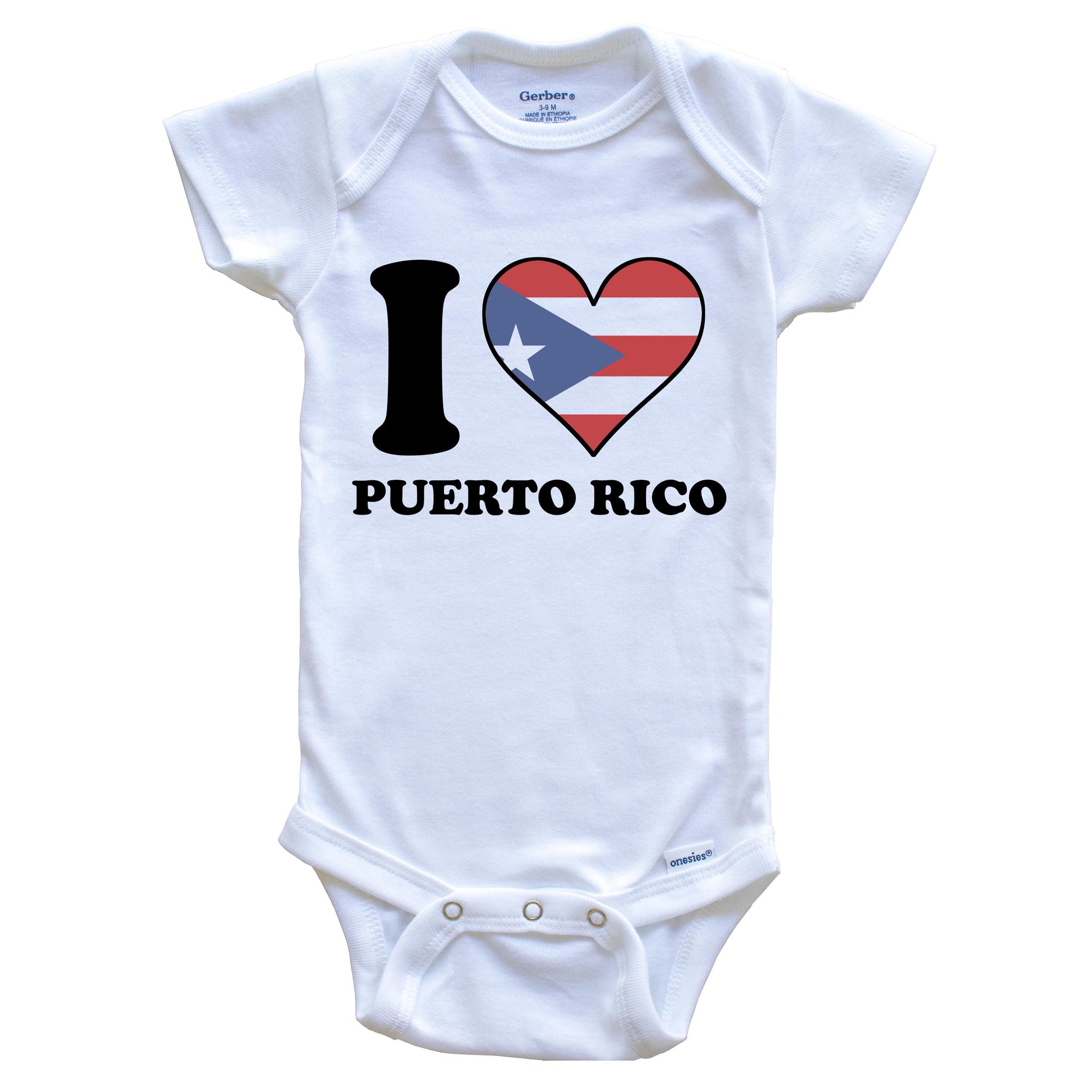 I Love Puerto Rico Puerto Rican Flag Heart Baby Onesie