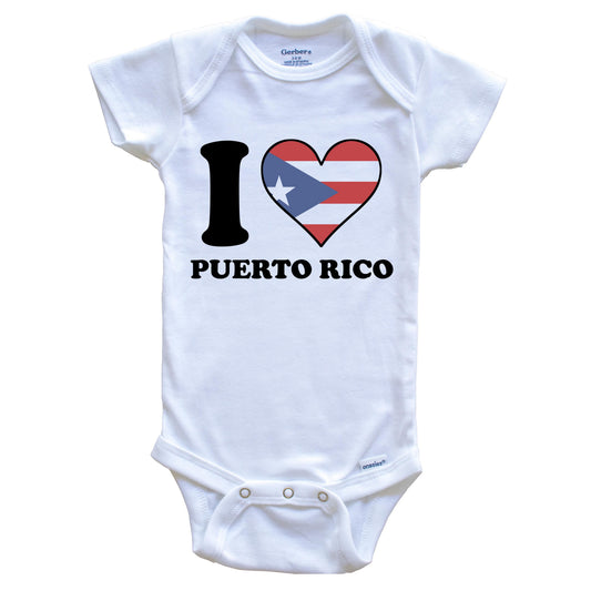 I Love Puerto Rico Puerto Rican Flag Heart Baby Onesie