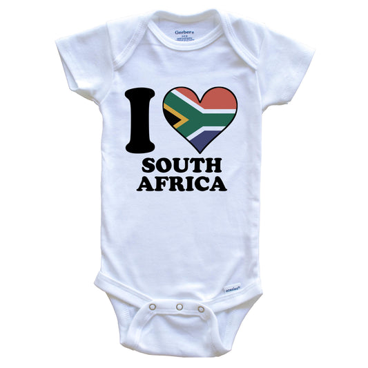 I Love South Africa South African Flag Heart Baby Onesie