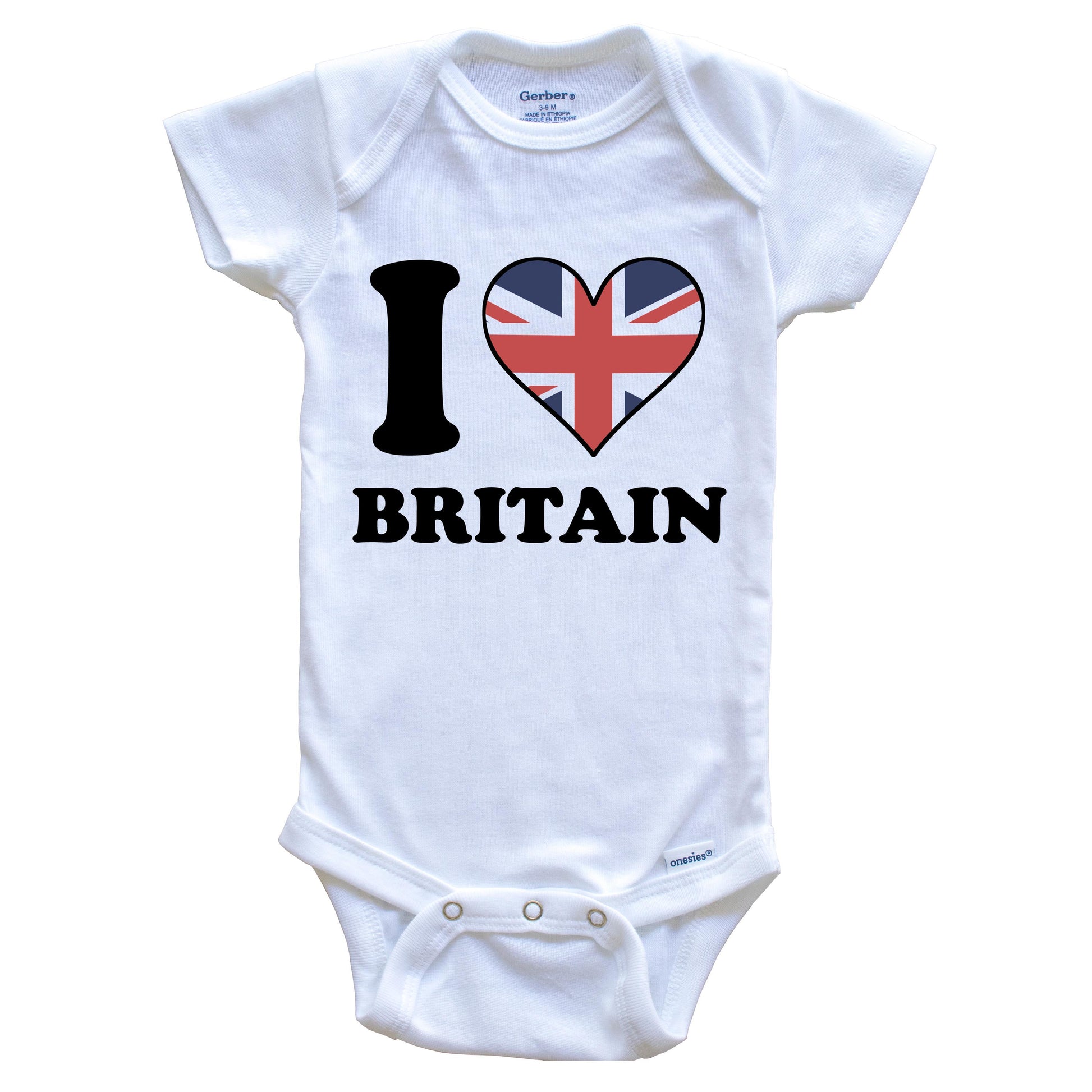 I Love Britain British Flag Heart Baby Onesie