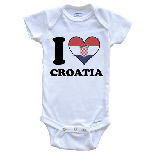 I Love Croatia Croatian Flag Heart Baby Onesie