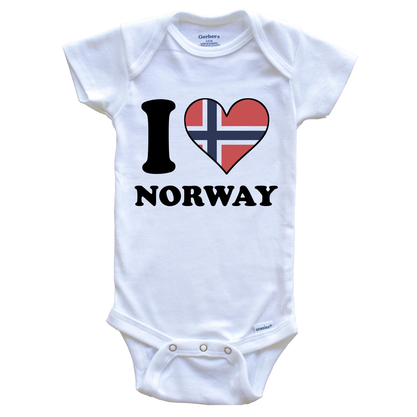 I Love Norway Norwegian Flag Heart Baby Onesie