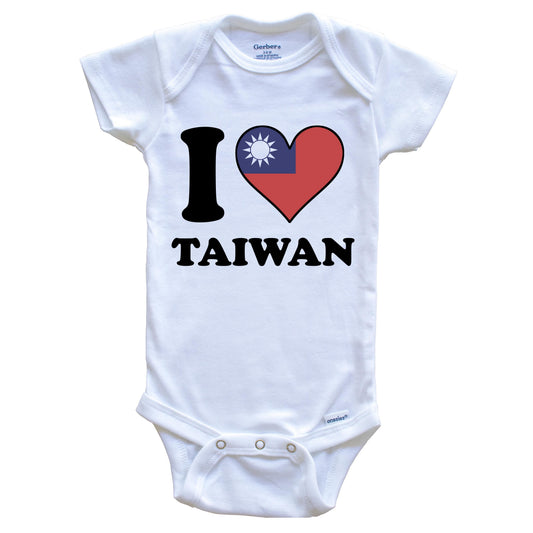 I Love Taiwan Taiwanese Flag Heart Baby Onesie
