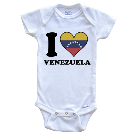 I Love Venezuela Venezuelan Flag Heart Baby Onesie