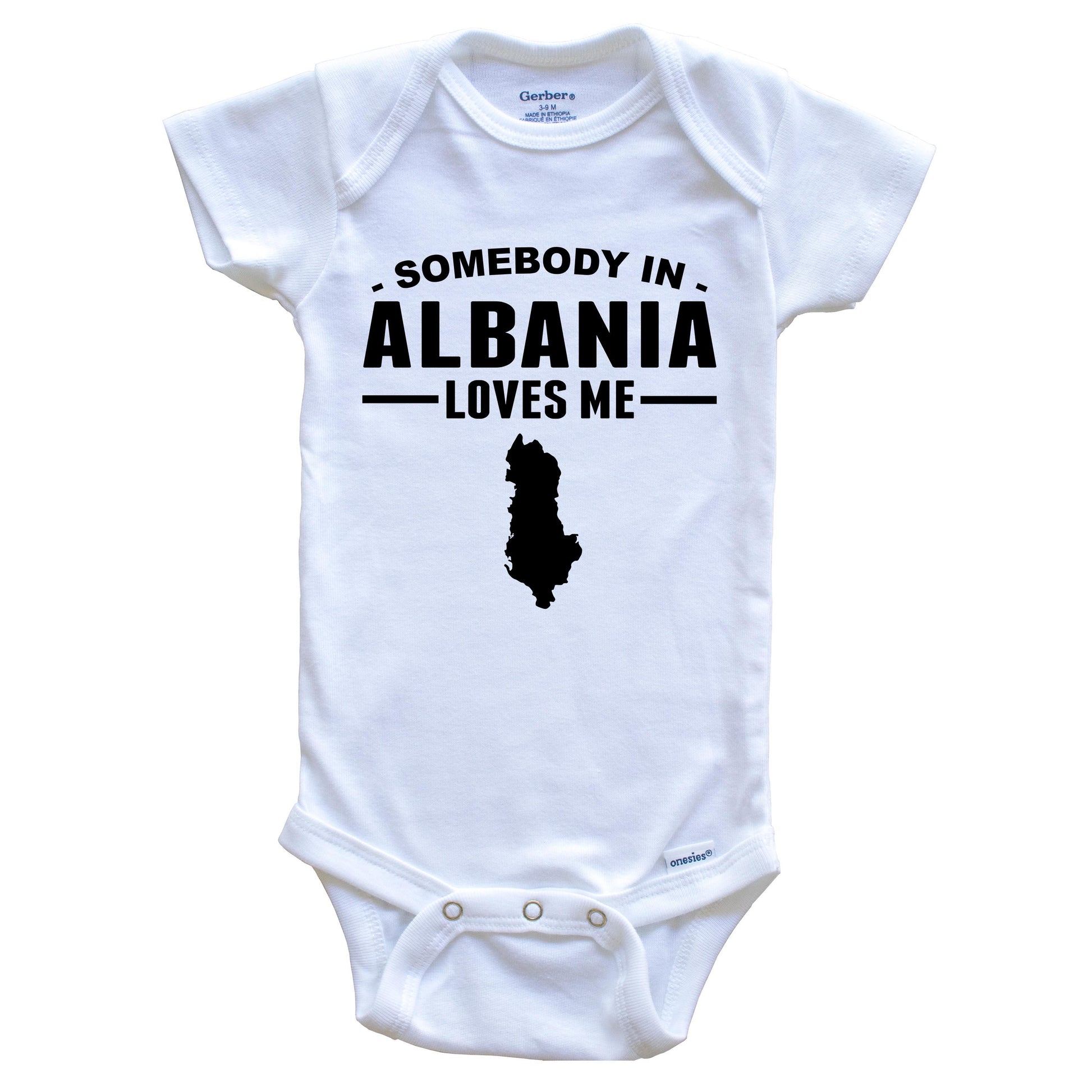 Somebody In Albania Loves Me Baby Onesie