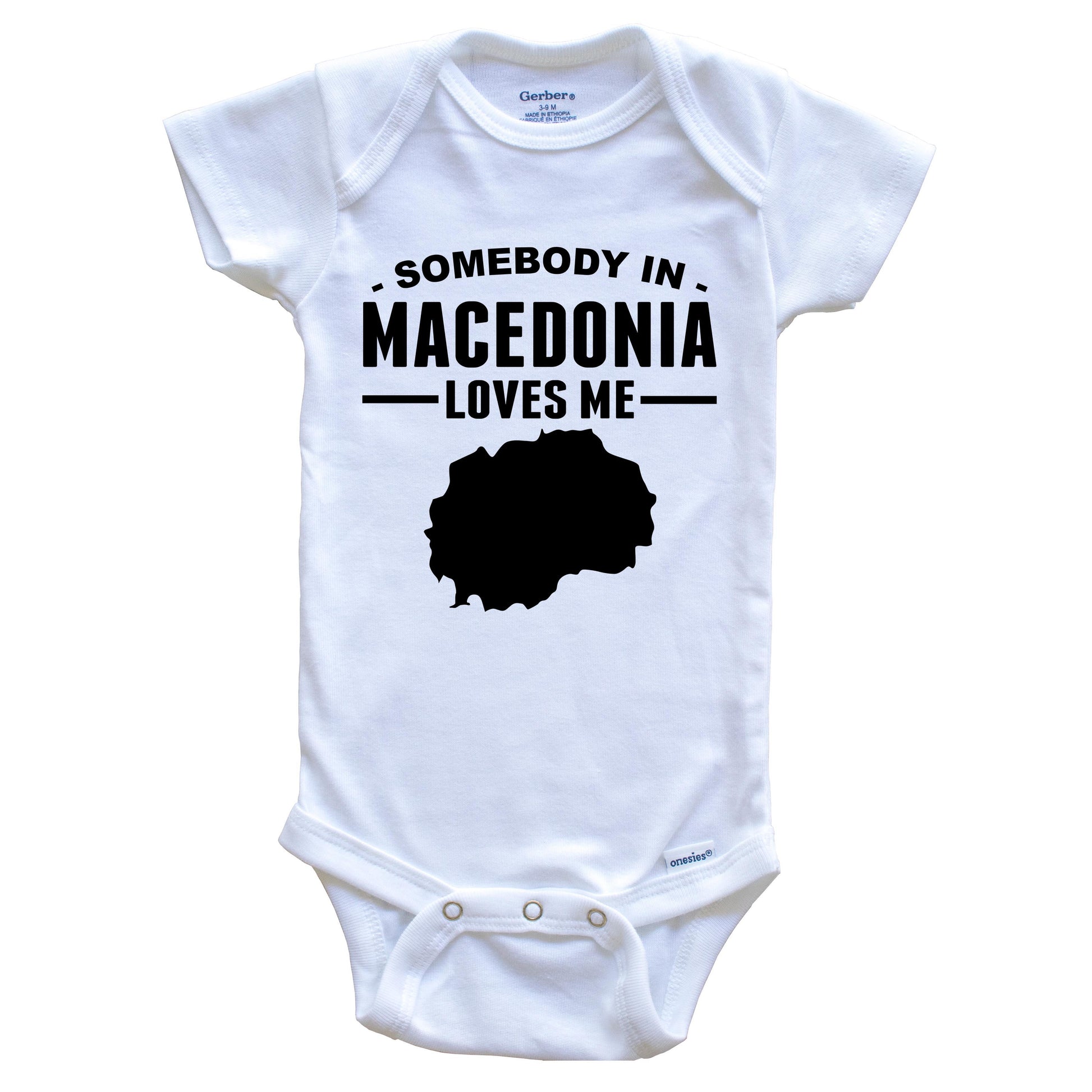 Somebody In Macedonia Loves Me Baby Onesie