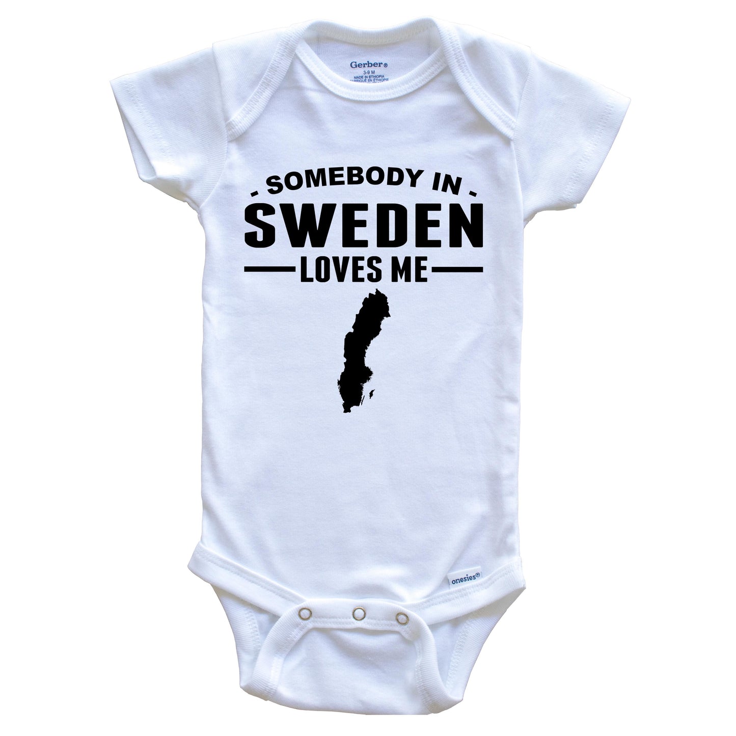 Somebody In Sweden Loves Me Baby Onesie