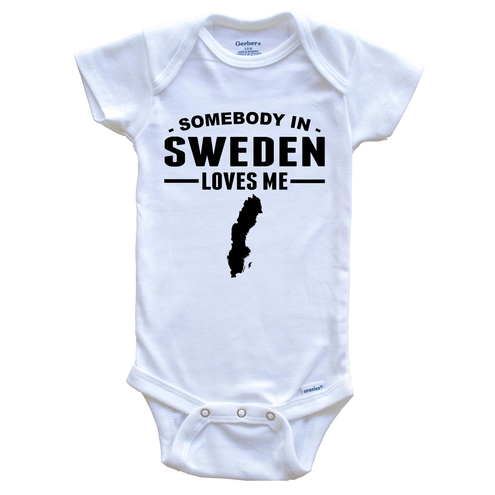 Somebody In Sweden Loves Me Baby Onesie