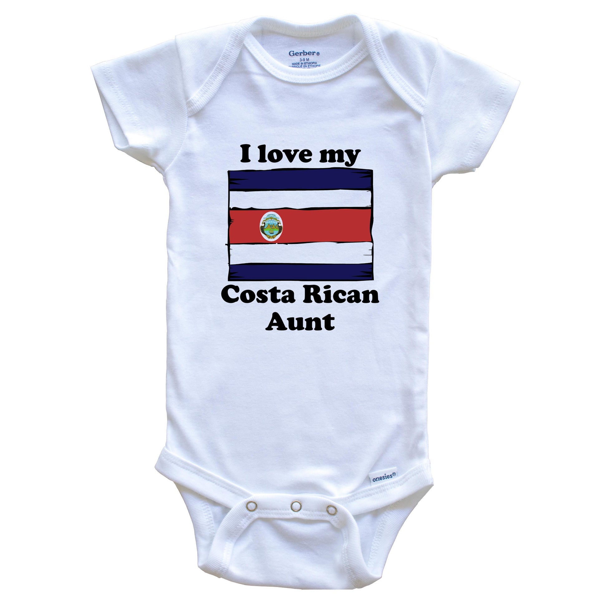 I Love My Costa Rican Aunt Costa Rica Flag Niece Nephew Baby Onesie
