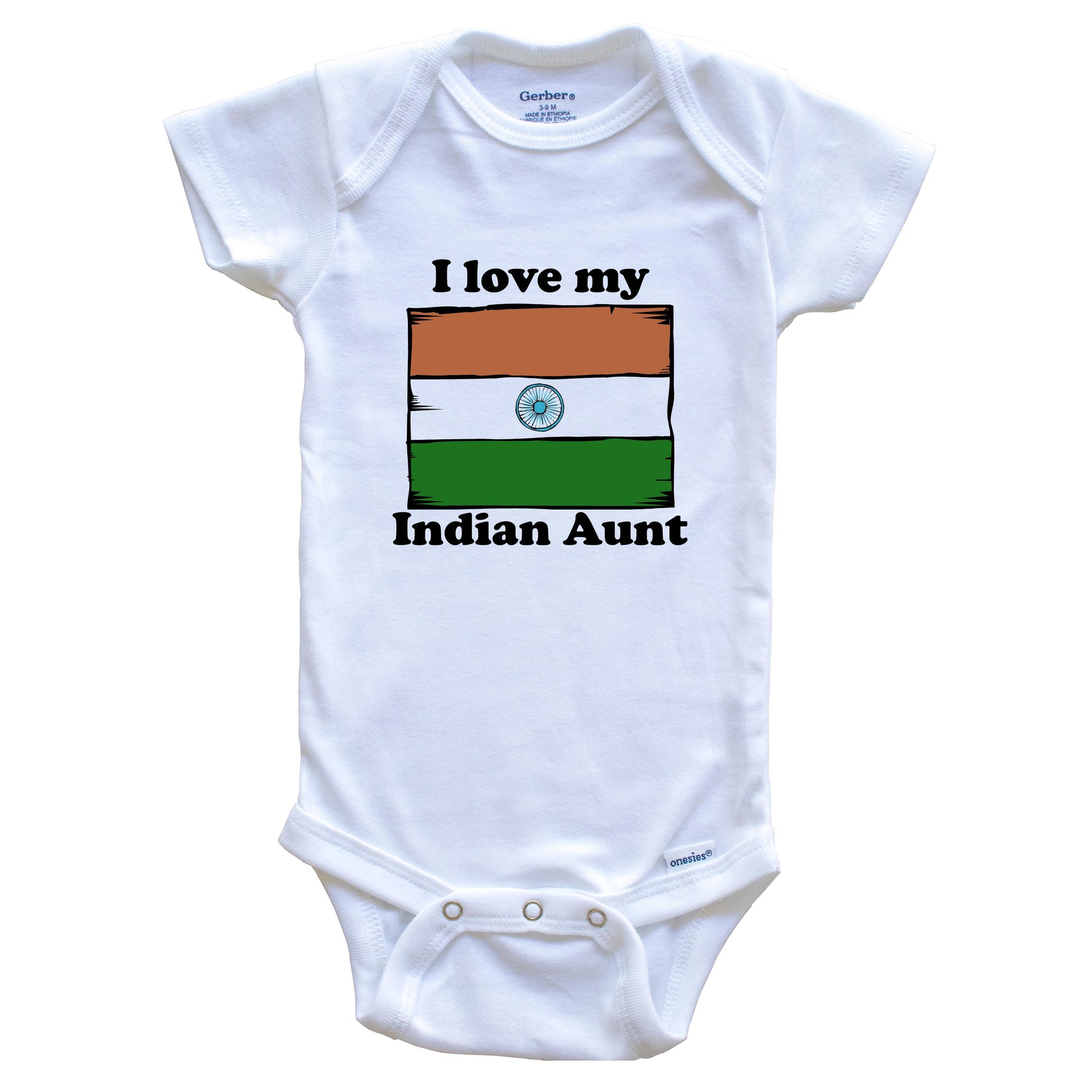 I Love My Indian Aunt India Flag Niece Nephew Baby Onesie