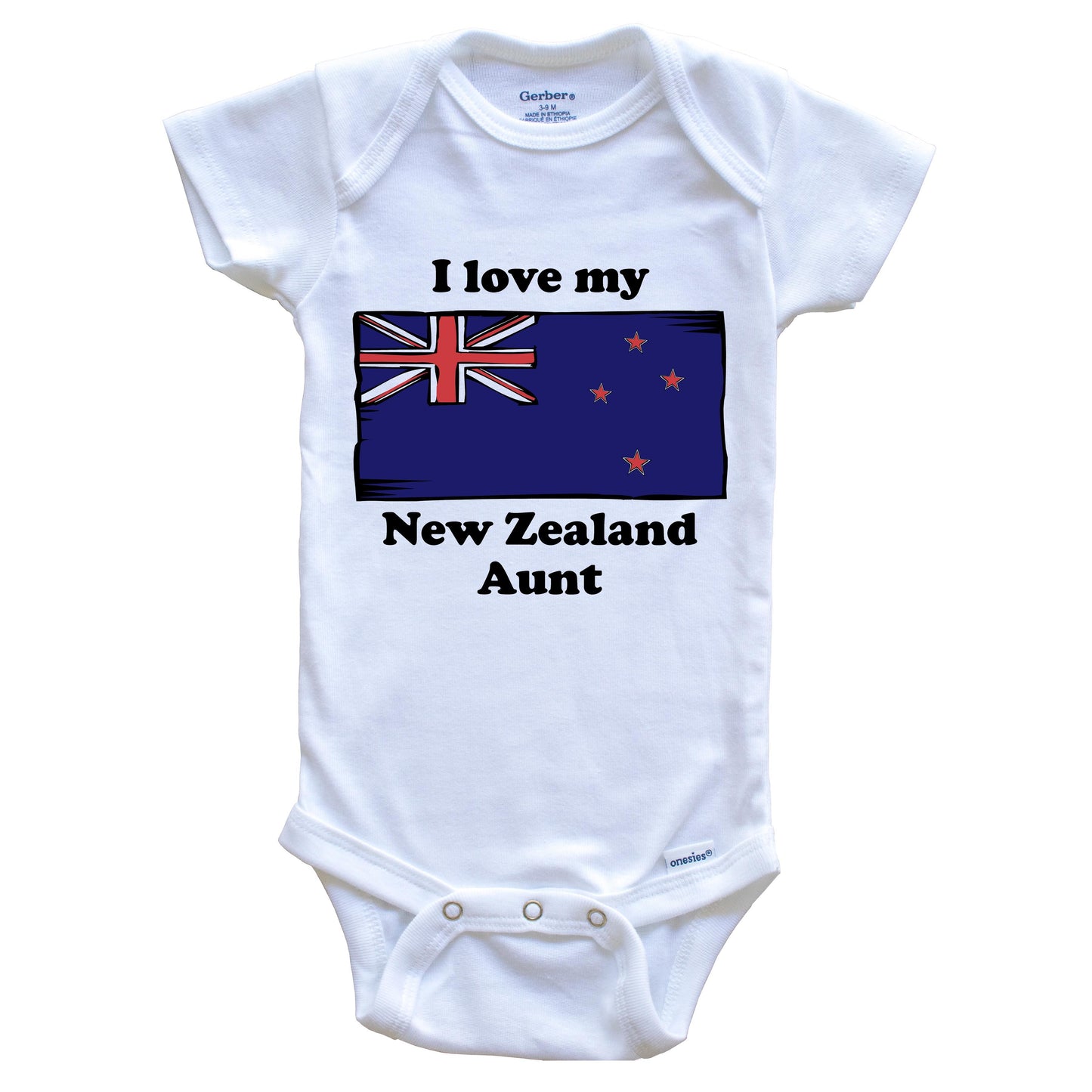 I Love My New Zealand Aunt New Zealand Flag Niece Nephew Baby Onesie